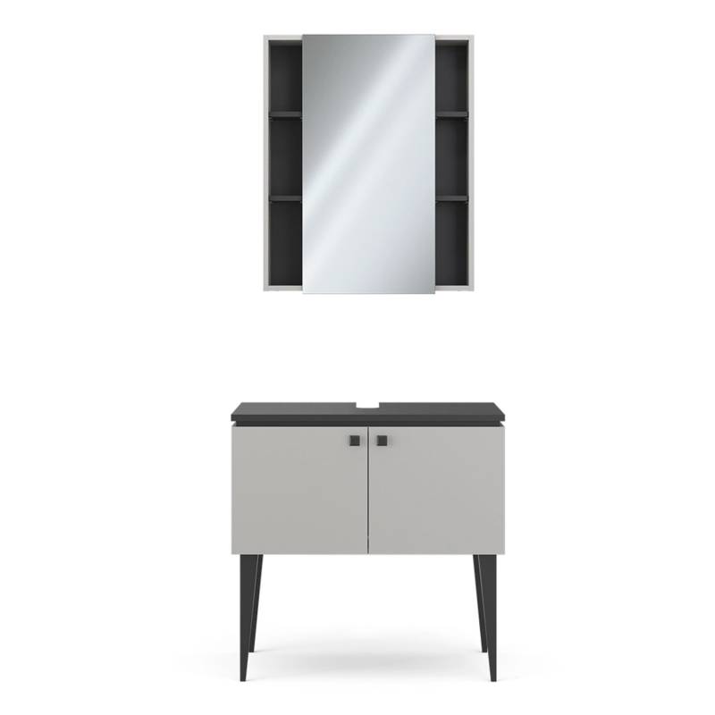 Vicco Badmöbel-Set Gerta Grau/Schwarz 2 Teile von Vicco