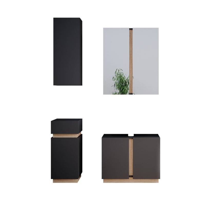 Vicco Badmöbel-Set Gloria Anthrazit/Sonoma 4 Teile von Vicco