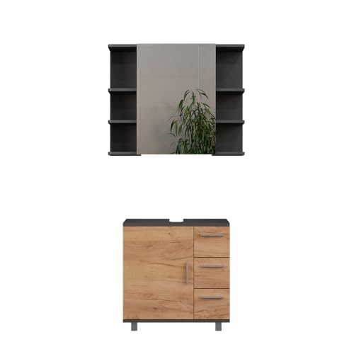 Vicco Badmöbel-Set Ilias, Anthrazit/Goldkraft Eiche, 2 Teile Vicco Badmöbel-Set Ilias, Anthrazit/Goldkraft Eiche, 2 Teile von Vicco