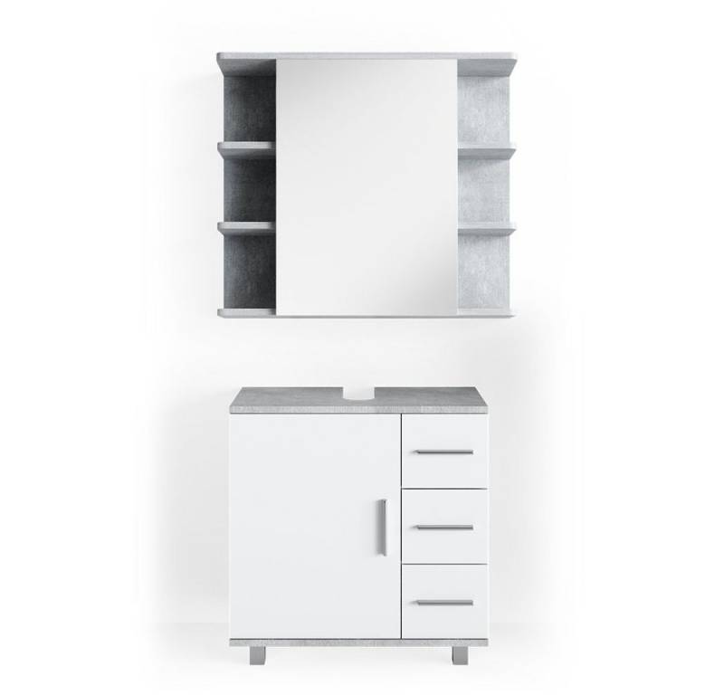 Vicco Badmöbel-Set Ilias, Weiß/Beton, 2 Teile, (2-St., 2er Set) von Vicco