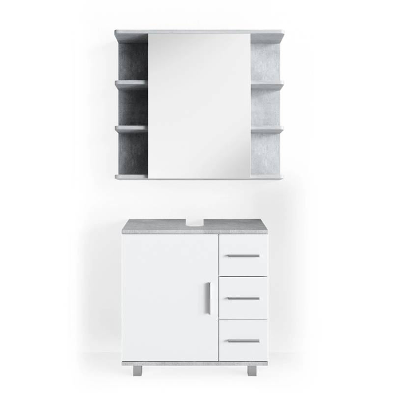 Vicco Badmöbel-Set Ilias Beton/Weiß 2 Teile von Vicco