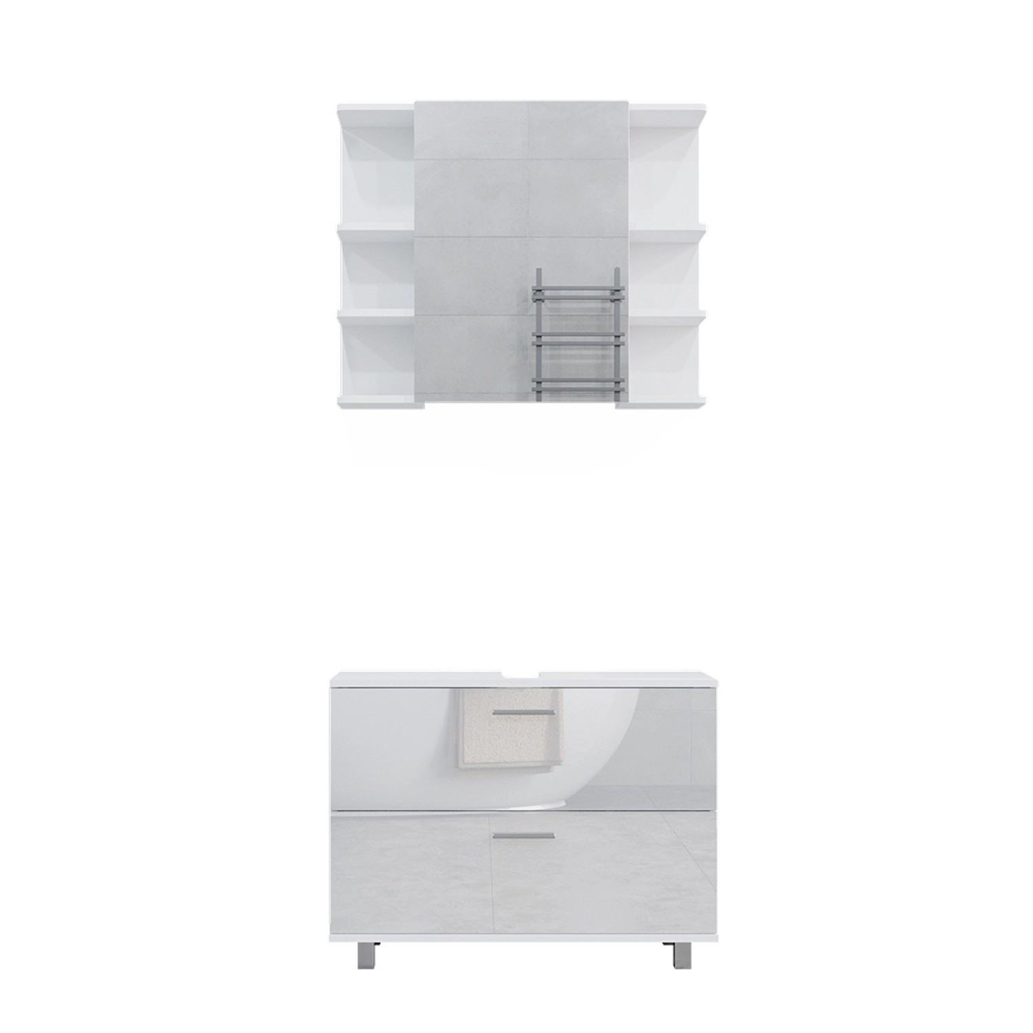 Vicco Badmöbel-Set Ilias Weiß Hochglanz 2 Teile Unterschrank 80 cm Vicco Badmöbel-Set Ilias Weiß Hochglanz 2 Teile Unterschrank 80 cm von Vicco