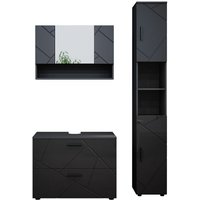 Vicco - Badmöbel-Set Irma, Anthrazit Hochglanz, 3 Teile, mit Spiegelschrank 80 cm von Vicco