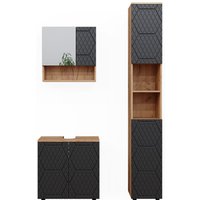 Vicco - Badmöbel-Set Irma, Anthrazit gestreift, 3 Teile, mit Hochschrank Vicco - Badmöbel-Set Irma, Anthrazit gestreift, 3 Teile, mit Hochschrank von Vicco