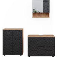 Vicco - Badmöbel-Set Irma, Anthrazit gestreift, 3 Teile, mit Unterschrank 80 cm Vicco - Badmöbel-Set Irma, Anthrazit gestreift, 3 Teile, mit Unterschrank 80 cm von Vicco