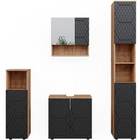 Vicco - Badmöbel-Set Irma, Anthrazit gestreift, 4 Teile, mit Hochschrank Vicco - Badmöbel-Set Irma, Anthrazit gestreift, 4 Teile, mit Hochschrank von Vicco