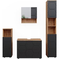 Vicco - Badmöbel-Set Irma, Anthrazit gestreift, 4 Teile, mit Schubladenschrank und Hochschrank Vicco - Badmöbel-Set Irma, Anthrazit gestreift, 4 Teile, mit Schubladenschrank und Hochschrank von Vicco