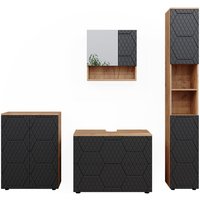 Vicco - Badmöbel-Set Irma, Anthrazit gestreift, 4 Teile, mit Schubladenschrank und Midischrank Vicco - Badmöbel-Set Irma, Anthrazit gestreift, 4 Teile, mit Schubladenschrank und Midischrank von Vicco