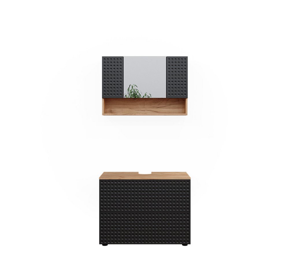 Vicco Badmöbel-Set Irma, Goldkraft Eiche/Anthrazit, 2 Teile, Unterschrank 80 cm, (2-St., 2-er Set) von Vicco