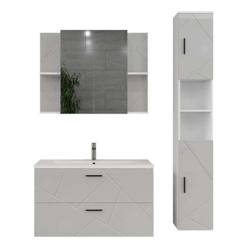 Vicco Badmöbel-Set Irma, Weiß/Weiß Hochglanz, 4 Teile Vicco Badmöbel-Set Irma, Weiß/Weiß Hochglanz, 4 Teile von Vicco
