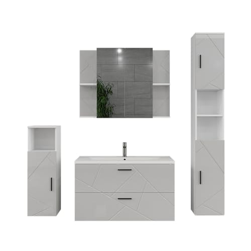 Vicco Badmöbel-Set Irma, Weiß/Weiß Hochglanz, 5 Teile Vicco Badmöbel-Set Irma, Weiß/Weiß Hochglanz, 5 Teile von Vicco