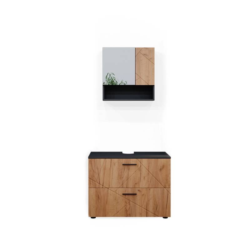 Vicco Badmöbel-Set Irma Anthrazit/Eiche 2 Teile von Vicco