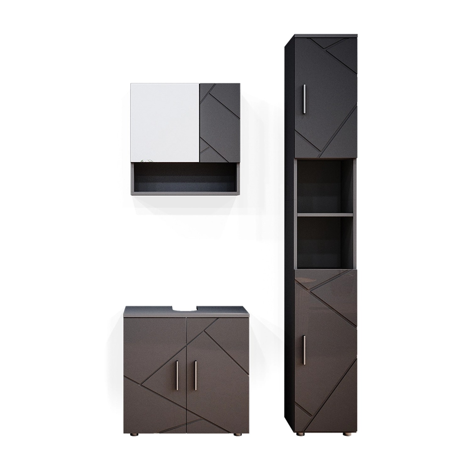 Vicco Badmöbel-Set Irma Anthrazit Hochglanz 3 Teile mit Hochschrank Vicco Badmöbel-Set Irma Anthrazit Hochglanz 3 Teile mit Hochschrank von Vicco