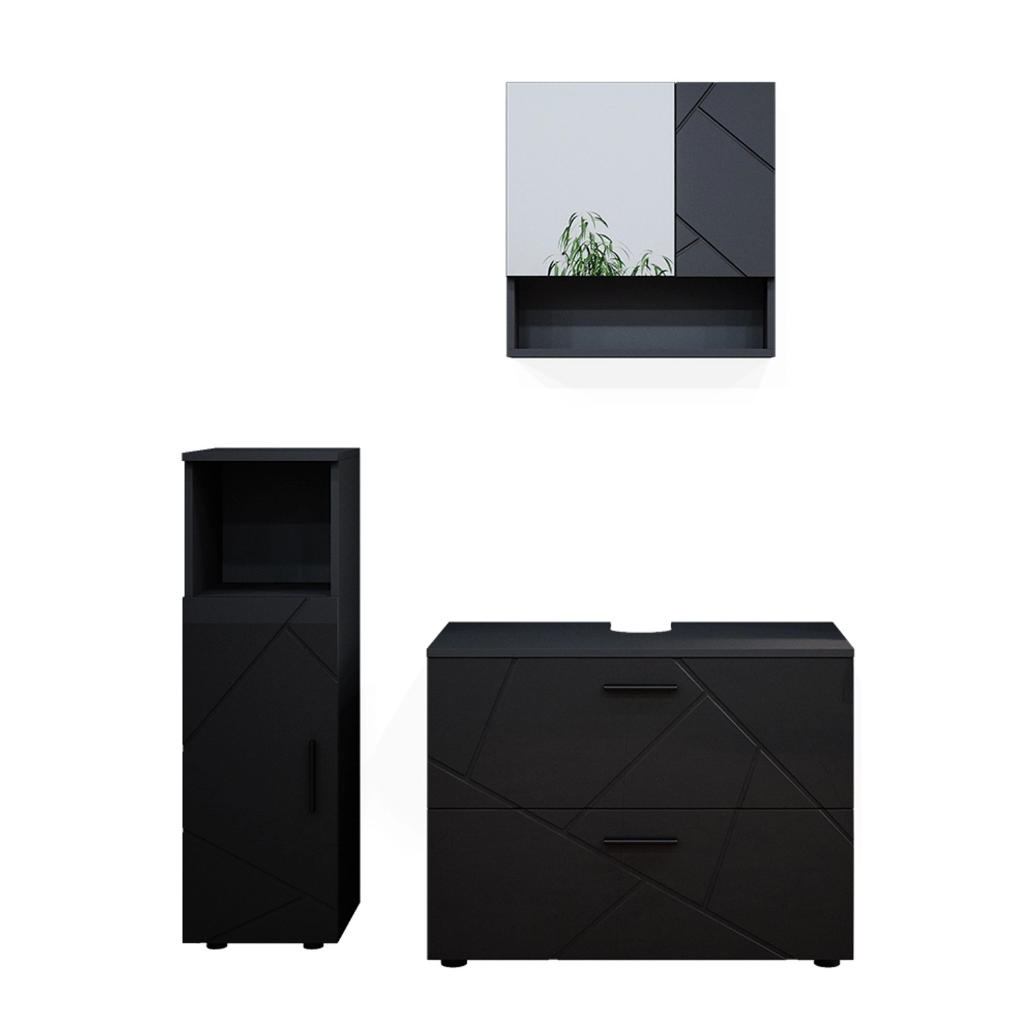 Vicco Badmöbel-Set Irma Anthrazit Hochglanz 3 Teile mit Midischrank Vicco Badmöbel-Set Irma Anthrazit Hochglanz 3 Teile mit Midischrank von Vicco