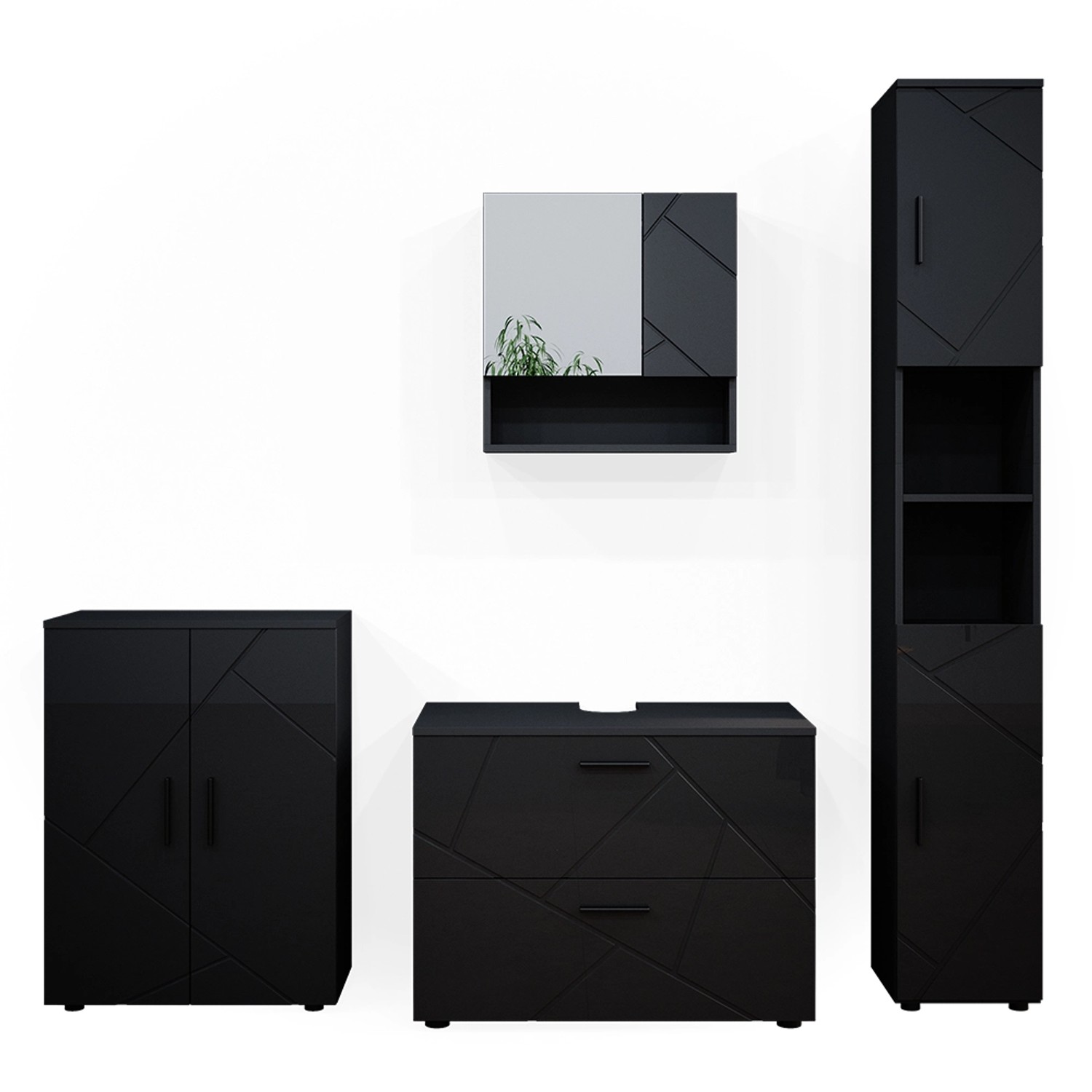 Vicco Badmöbel-Set Irma Anthrazit Hochglanz 4 Teile mit Schubladenschrank und Midischrank Vicco Badmöbel-Set Irma Anthrazit Hochglanz 4 Teile mit Schubladenschrank und Midischrank von Vicco