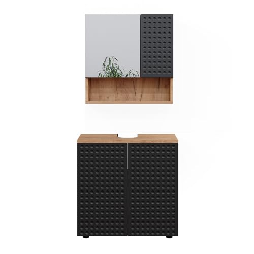 Vicco Badmöbel-Set Irma Eiche Anthrazit 2-teilig Spiegelschrank Waschbeckenschrank 60 cm von Vicco