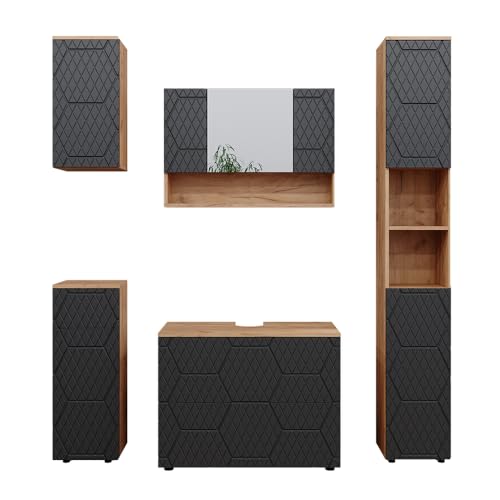 Vicco Badmöbel-Set Irma, Badezimmerschrank-Set, Goldkraft Eiche/Anthrazit, 5 Teile Vicco Badmöbel-Set Irma, Badezimmerschrank-Set, Goldkraft Eiche/Anthrazit, 5 Teile von Vicco