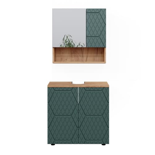 Vicco Badmöbel-Set Irma, Goldkraft Eiche/Grün, 2 Teile, Unterschrank 60 cm Vicco Badmöbel-Set Irma, Goldkraft Eiche/Grün, 2 Teile, Unterschrank 60 cm von Vicco