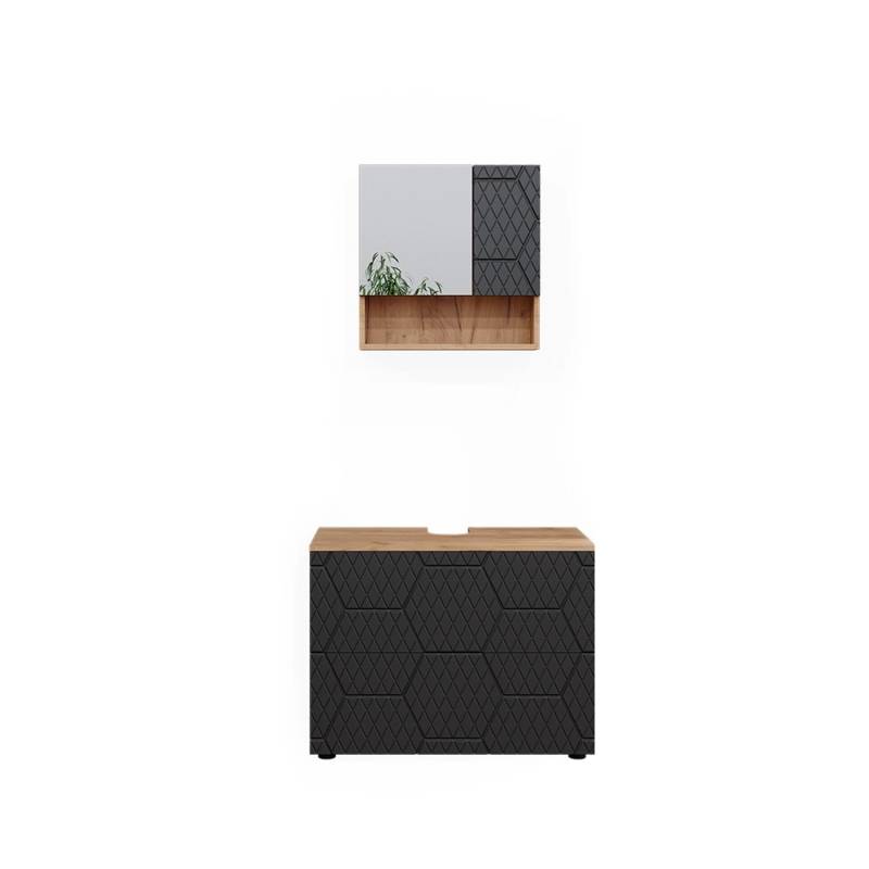 Vicco Badmöbel-Set Irma Goldkraft Eiche/Anthrazit 2 Teile von Vicco