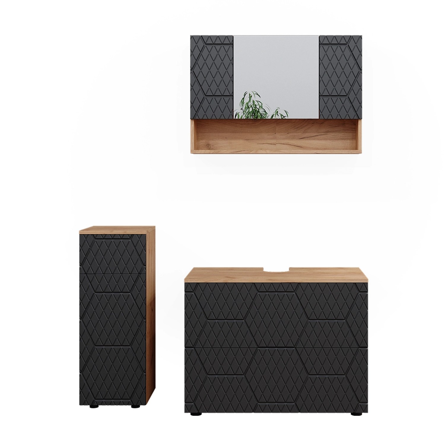 Vicco Badmöbel-Set Irma Goldkraft Eiche/Anthrazit 3 Teile mit Schubladenschrank und Midischrank Vicco Badmöbel-Set Irma Goldkraft Eiche/Anthrazit 3 Teile mit Schubladenschrank und Midischrank von Vicco