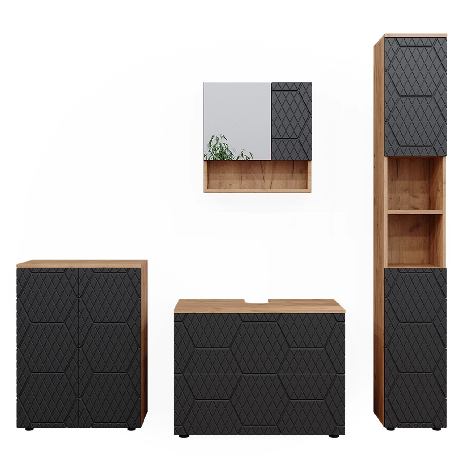Vicco Badmöbel-Set Irma Goldkraft Eiche/Anthrazit 4 Teile mit Schubladenschrank und Midischrank Vicco Badmöbel-Set Irma Goldkraft Eiche/Anthrazit 4 Teile mit Schubladenschrank und Midischrank von Vicco