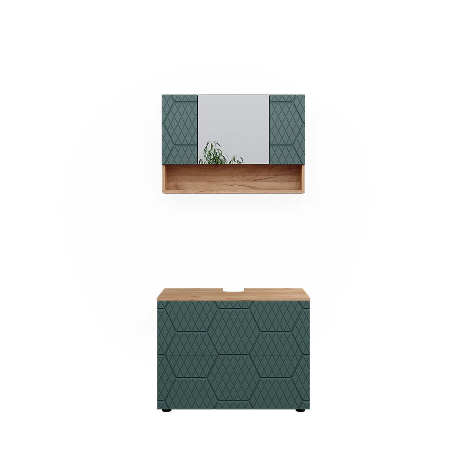 Vicco Badmöbel-Set Irma Goldkraft Eiche/Grün 2 Teile Unterschrank 80 cm von Vicco