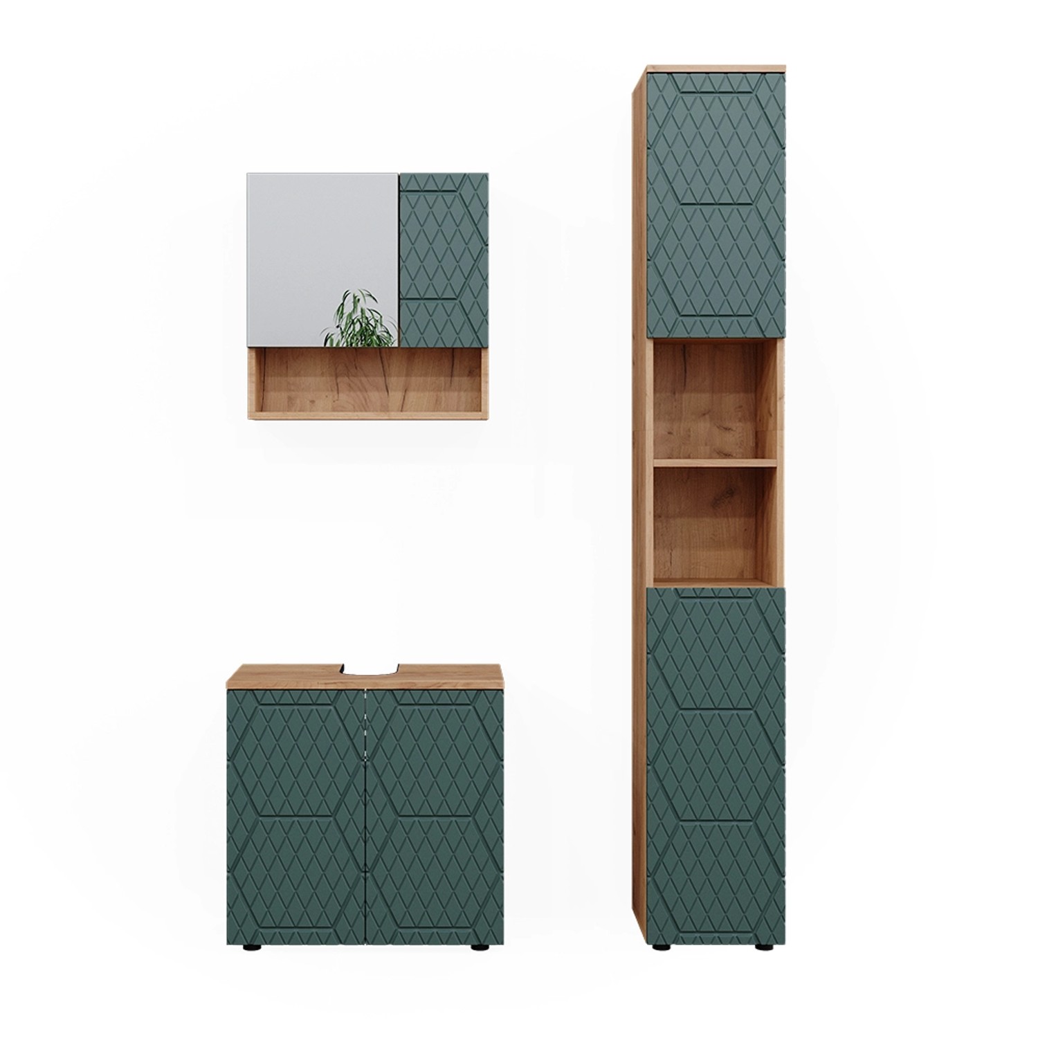 Vicco Badmöbel-Set Irma Goldkraft Eiche/Grün 3 Teile mit Hochschrank Vicco Badmöbel-Set Irma Goldkraft Eiche/Grün 3 Teile mit Hochschrank von Vicco