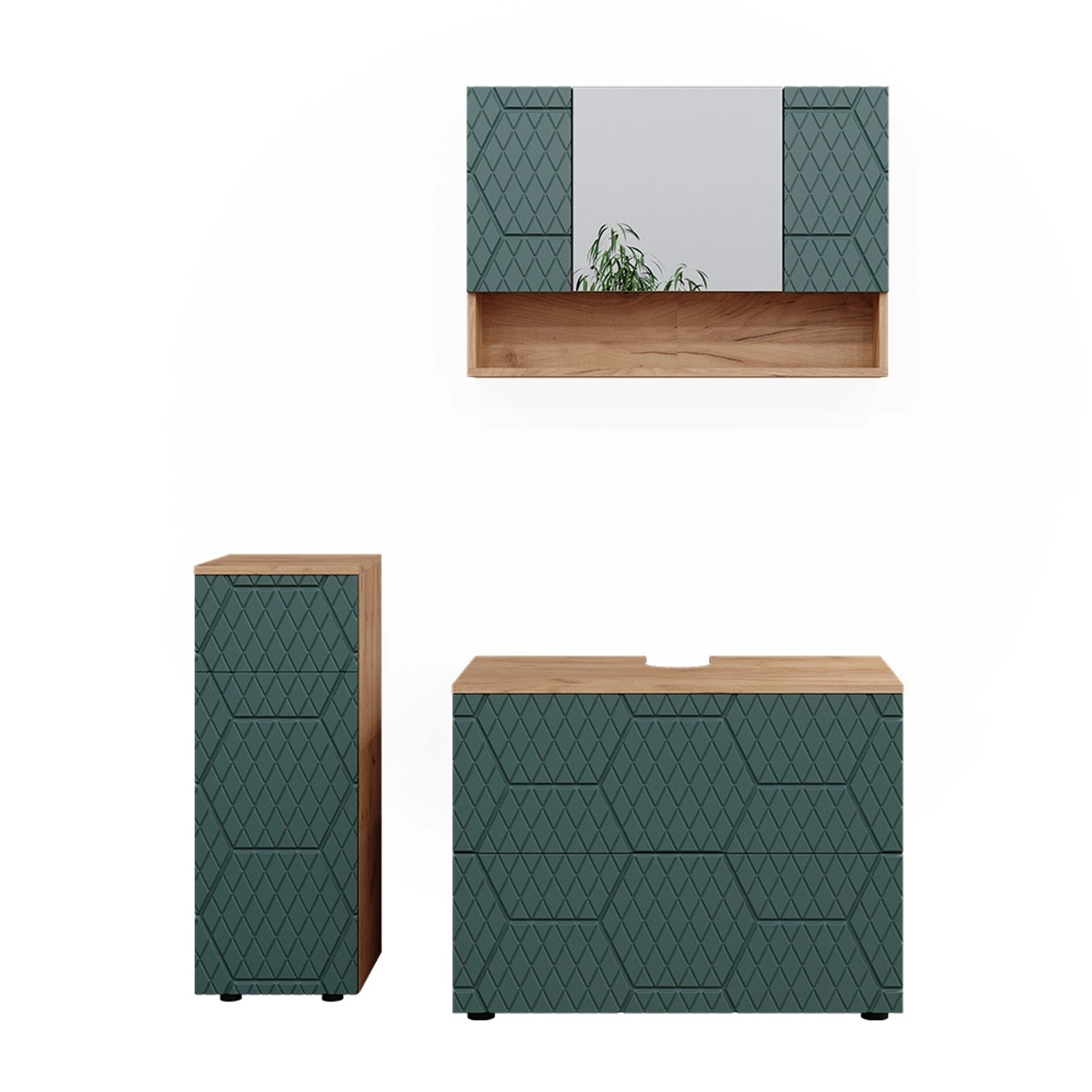 Vicco Badmöbel-Set Irma Goldkraft Eiche/Grün 3 Teile mit Schubladenschrank und Midischrank Vicco Badmöbel-Set Irma Goldkraft Eiche/Grün 3 Teile mit Schubladenschrank und Midischrank von Vicco