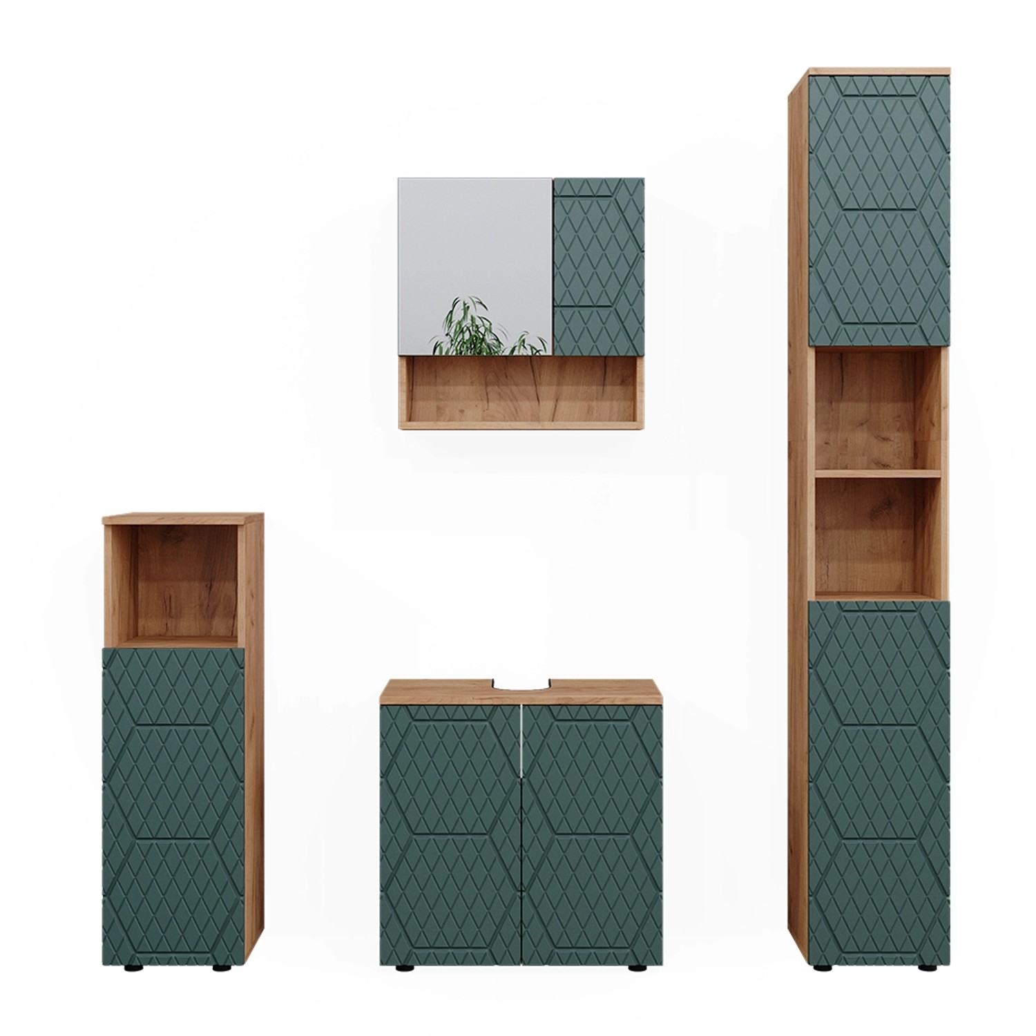 Vicco Badmöbel-Set Irma Goldkraft Eiche/Grün 4 Teile mit Hochschrank Vicco Badmöbel-Set Irma Goldkraft Eiche/Grün 4 Teile mit Hochschrank von Vicco