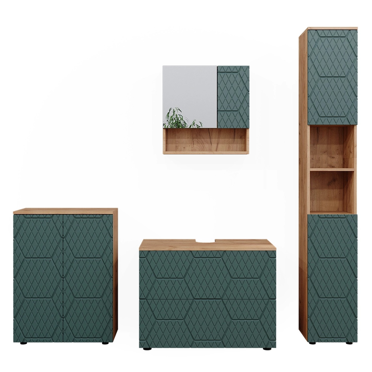 Vicco Badmöbel-Set Irma Goldkraft Eiche/Grün 4 Teile mit Schubladenschrank und Midischrank Vicco Badmöbel-Set Irma Goldkraft Eiche/Grün 4 Teile mit Schubladenschrank und Midischrank von Vicco