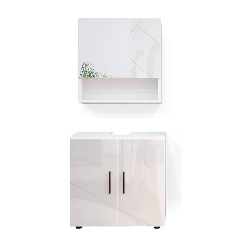 Vicco Badmöbel-Set Irma Weiß Hochglanz 2 Teile Unterschrank 60 cm von Vicco