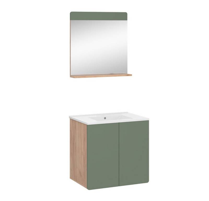 Vicco Badmöbel-Set Izan, Goldkraft Eiche/Grün, 3 Teile mit Spiegel, (3-St., 3er Set) von Vicco