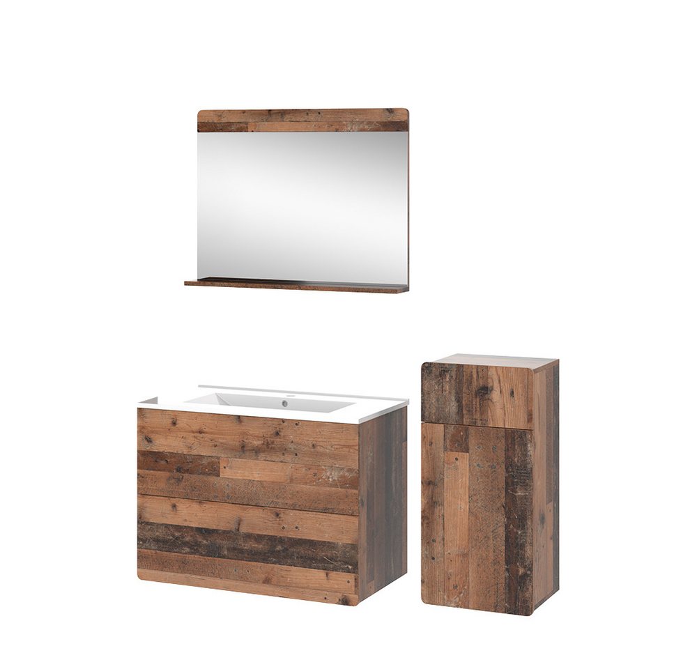 Vicco Badmöbel-Set Izan, Oldstyle, 4 Teile mit Midischrank, (3-St., 3er Set) von Vicco