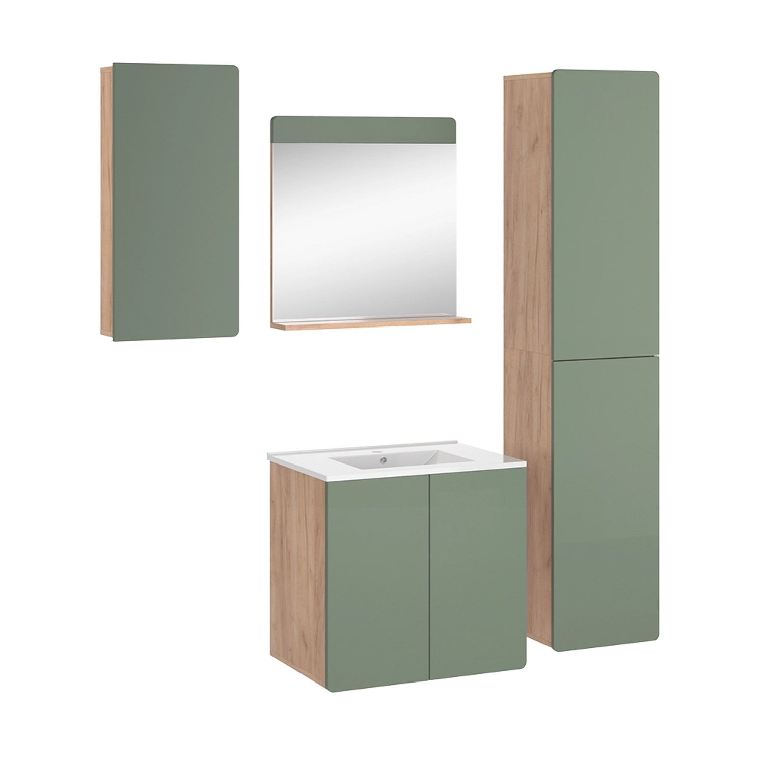 Vicco Badmöbel-Set Izan Goldkraft Eiche/Grün 5-teilig mit Hoch- und Hängeschrank Vicco Badmöbel-Set Izan Goldkraft Eiche/Grün 5-teilig mit Hoch- und Hängeschrank von Vicco