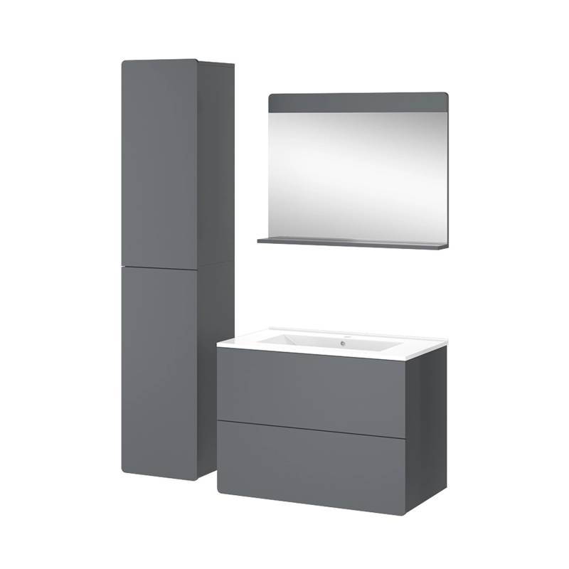 Vicco Badmöbel-Set Izan Grau 4 Teile mit Hochschrank von Vicco
