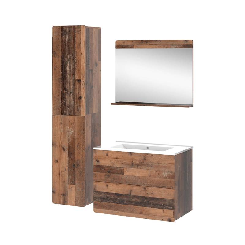 Vicco Badmöbel-Set Izan Oldstyle 4 Teile mit Hochschrank von Vicco