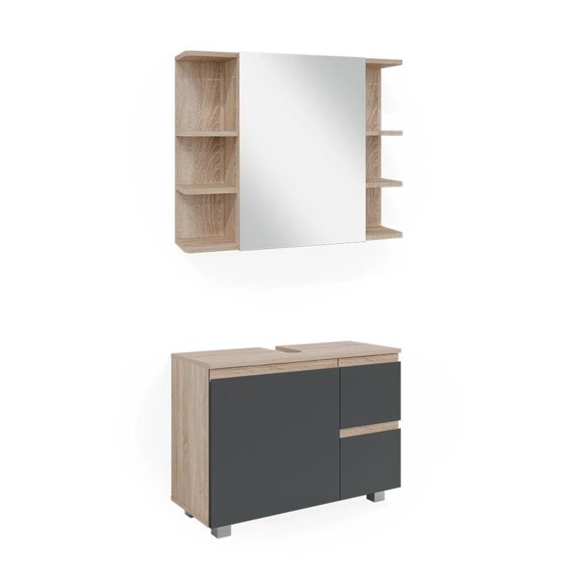Vicco Badmöbel-Set J-Shape Sonoma/Anthrazit 2 Teile von Vicco