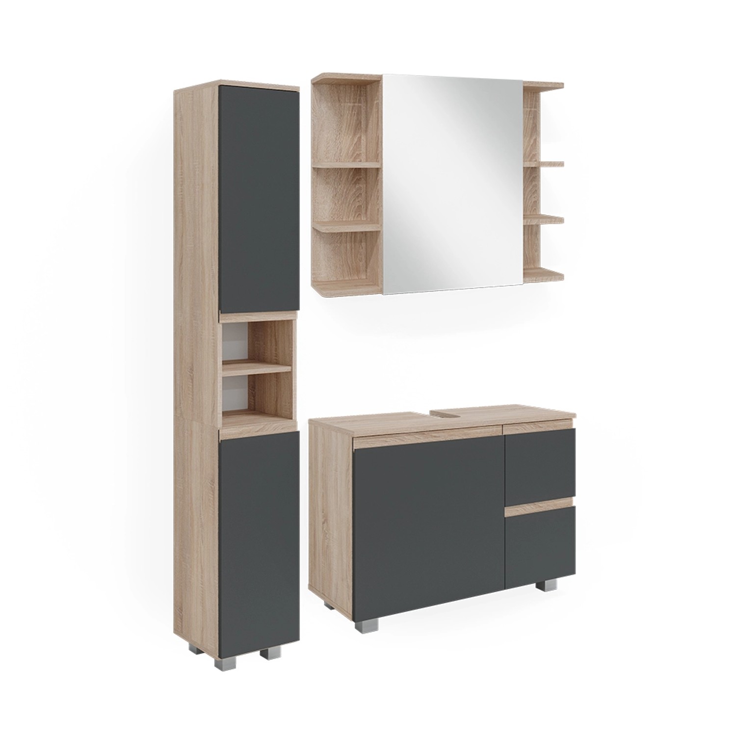 Vicco Badmöbel-Set J-Shape Sonoma/Anthrazit 3 Teile mit Hochschrank Vicco Badmöbel-Set J-Shape Sonoma/Anthrazit 3 Teile mit Hochschrank von Vicco