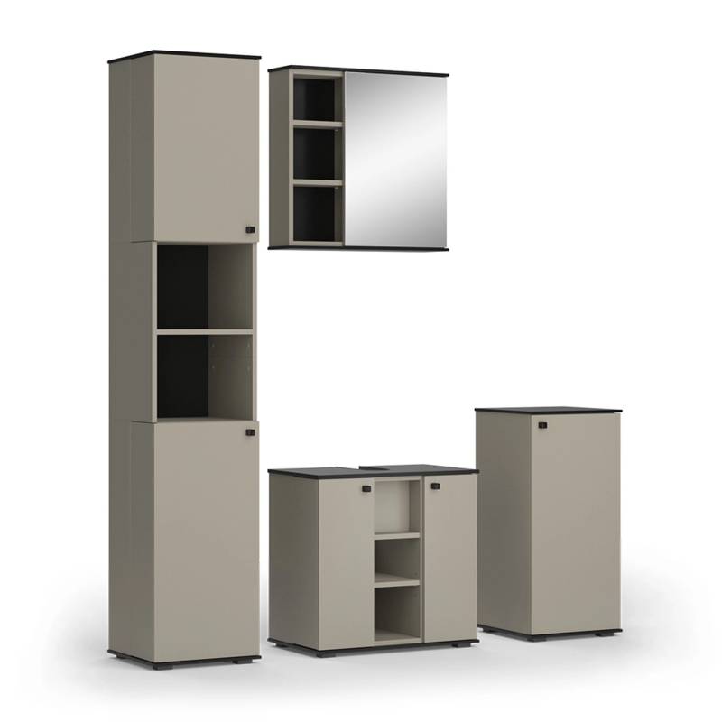 Vicco Badmöbel-Set Joli Greige 4 Teile mit Hochschrank und Midischrank von Vicco
