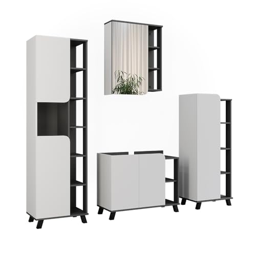 Vicco Badmöbel-Set Karen, Anthrazit/Weiß, 4 Teile Vicco Badmöbel-Set Karen, Anthrazit/Weiß, 4 Teile von Vicco