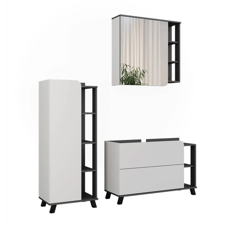 Vicco Badmöbel-Set Karen Anthrazit/Weiß 3 Teile Opt 3 von Vicco