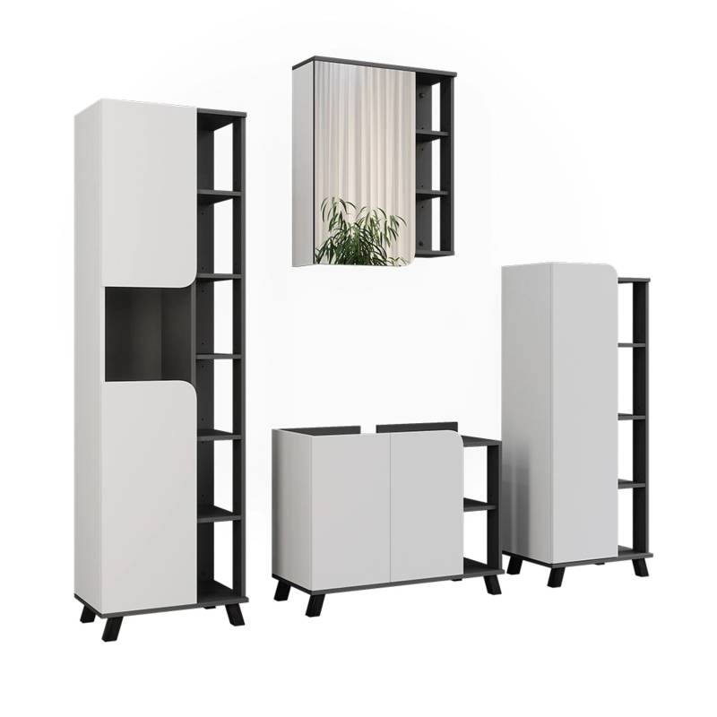 Vicco Badmöbel-Set Karen Anthrazit/Weiß 4 Teile von Vicco