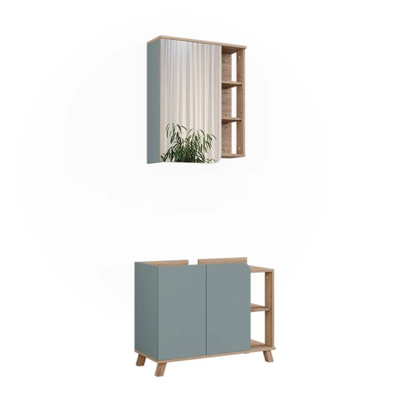 Vicco Badmöbel-Set Karen Sonoma/Blau 2 Teile Opt 2 von Vicco