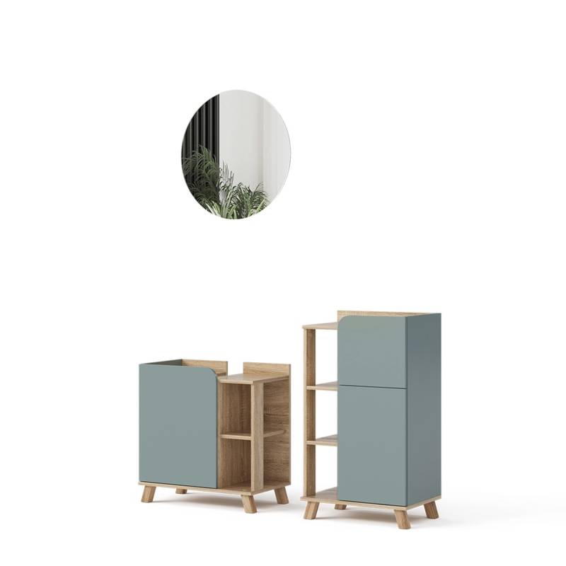 Vicco Badmöbel-Set Karen Sonoma/Blau-Grau 3 Teile mit Midischrank von Vicco
