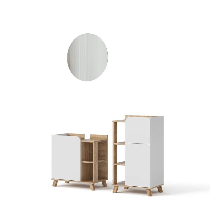 Vicco Badmöbel-Set Karen Sonoma/Weiß 3 Teile mit Midischrank von Vicco