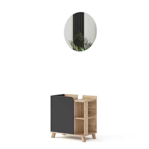 Vicco Badmöbel-Set Sonoma/Anthrazit Karen, bestehend aus Hängespiegel, Waschbeckenunterschrank - Offene und geschlossene Fächer für Flexible Aufbewahrung Vicco Badmöbel-Set Sonoma/Anthrazit Karen, bestehend aus Hängespiegel, Waschbeckenunterschrank - Offene und geschlossene Fächer für Flexible Aufbewahrung von Vicco