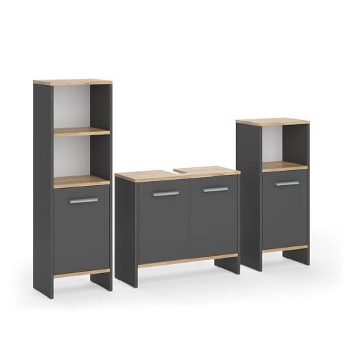 Vicco Badmöbel-Set Karli, Anthrazit/Goldkraft Eiche, 3-teilig Vicco Badmöbel-Set Karli, Anthrazit/Goldkraft Eiche, 3-teilig von Vicco