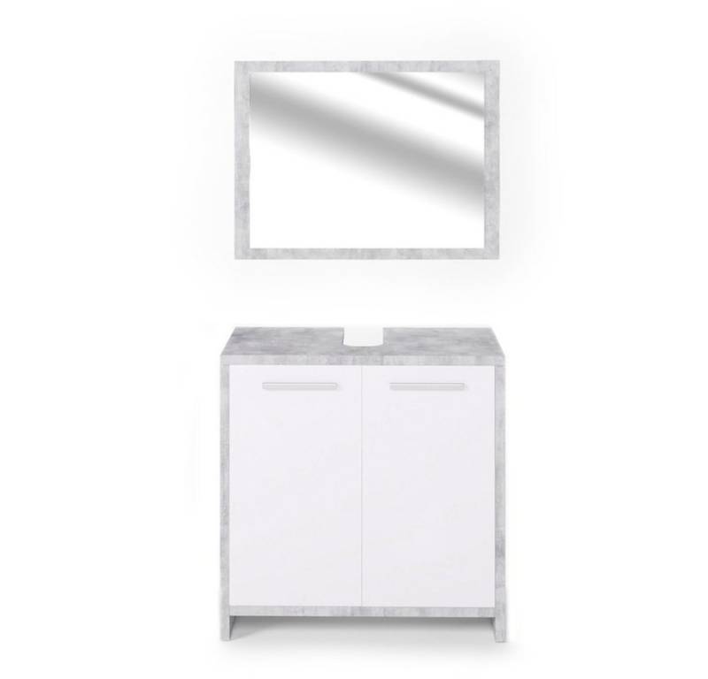 Vicco Badmöbel-Set Kiko, Beton/Weiß, 2 Teile, (2-er Set, 2-St., 2-er Set) von Vicco