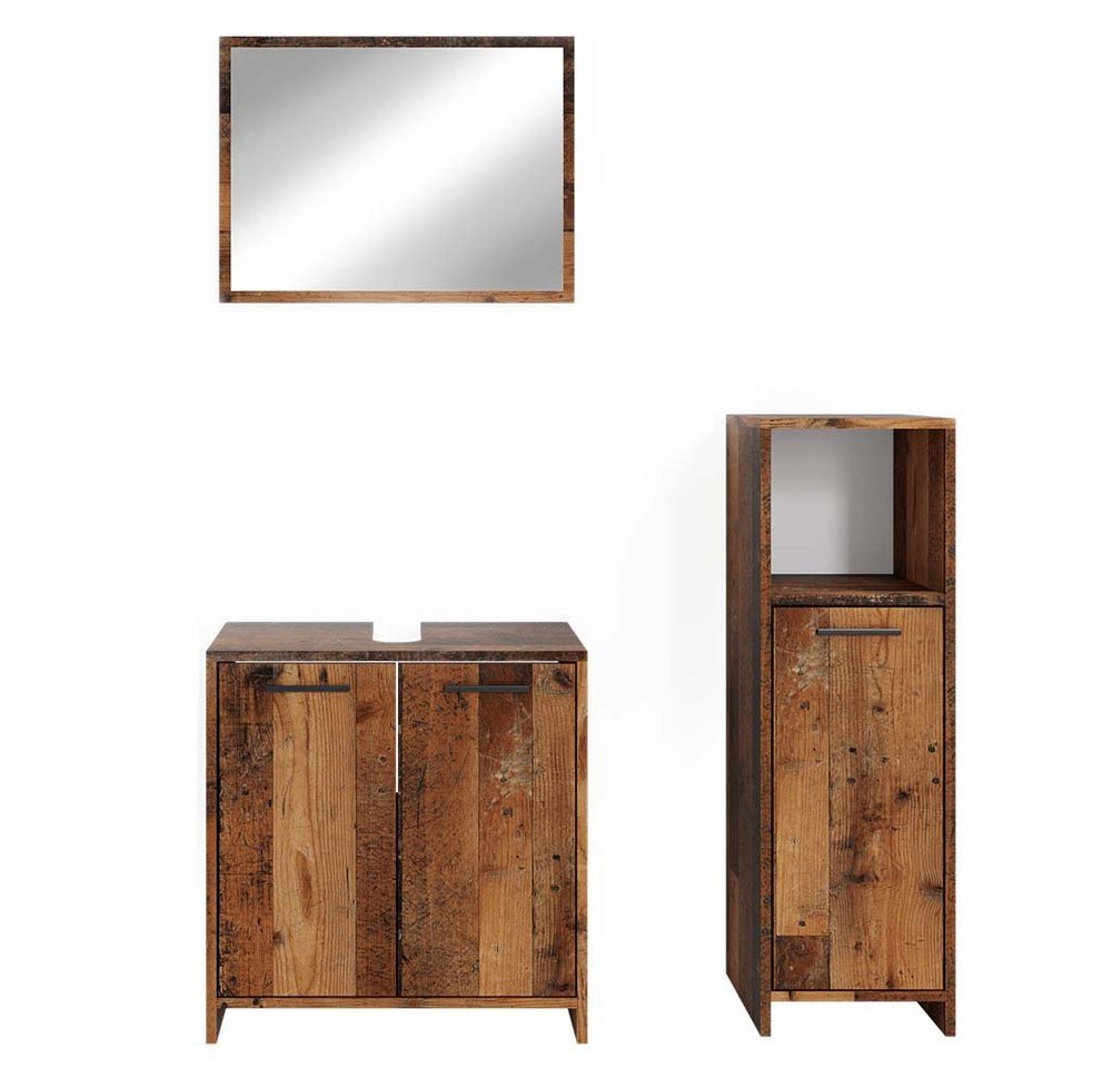 Vicco Badmöbel-Set Kiko, Eiche rustikal, 3 Teile, mit Midischrank, (3-St., 3-er Set) von Vicco