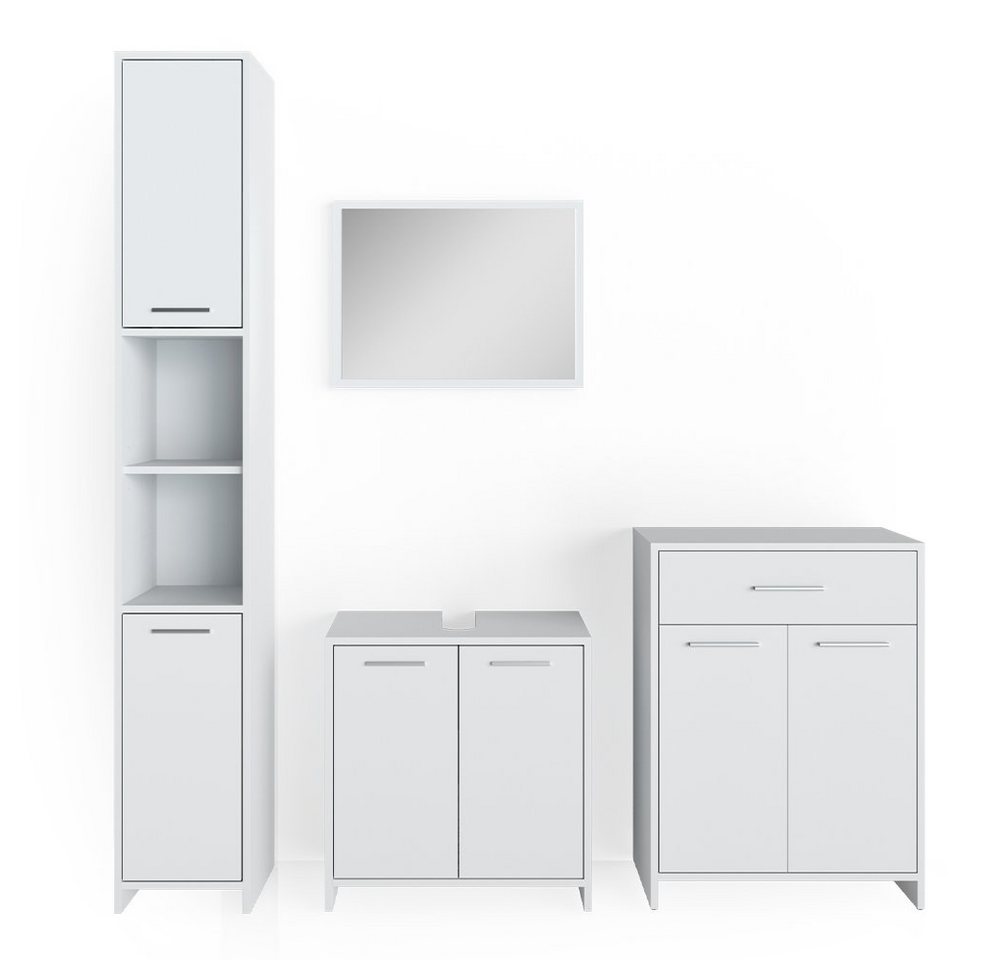 Vicco Badmöbel-Set Kiko, Weiß, 4 Teile, mit Hochschrank und Kommode, (4-er Set, 4-St., 4-er Set) von Vicco